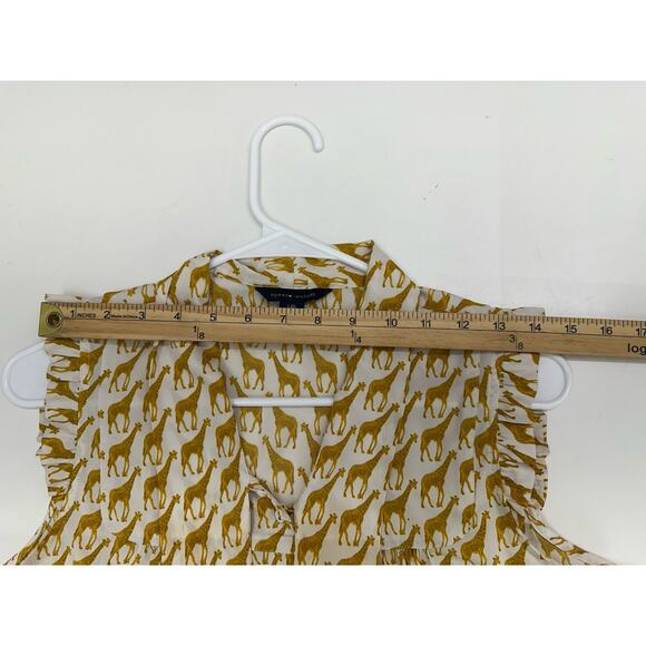Tommy Hilfiger Womens Tank Top Size Large Button Up Giraffe Yellow Necktie - Picture 8 of 11